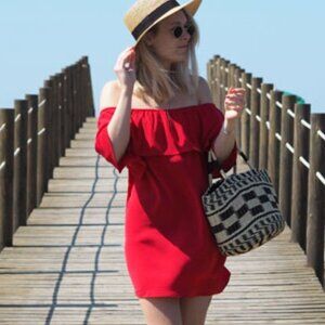 Off shoulder Dress - red